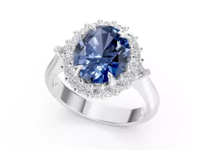 Sapphire Halo Ring 3D print model