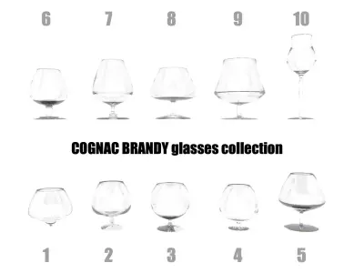 COGNAC BRANDY glassware black party set luxury interior 3D model