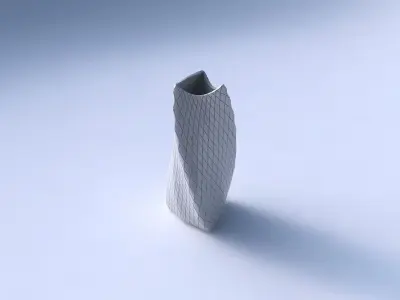 Vase twist curved tipping triangle 2 with diagonal grid plates 3D print model