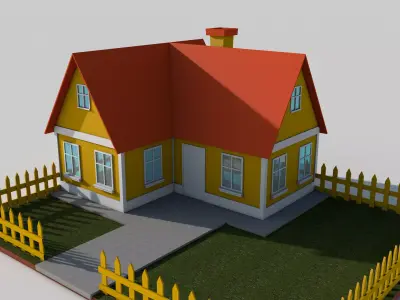 Cartoon House Low-poly 3D model