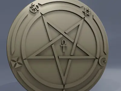 Medallion inverted pentagram 3D print model