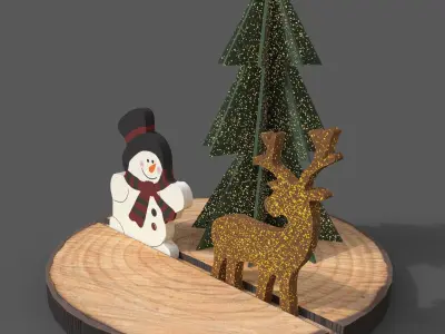 Christmas Decor Christmas tree  deer  snowman 3D model