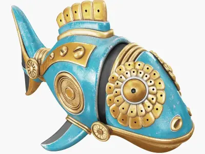 Steampunk Fish Figurine 3D model