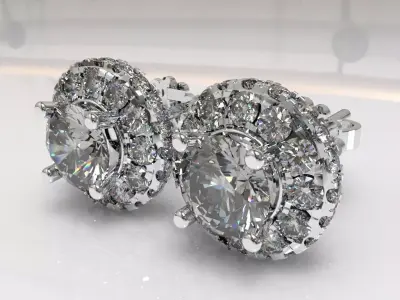 Timothes Diamond Earing 3D JewelryModel Printable 3D ER9 3D print model
