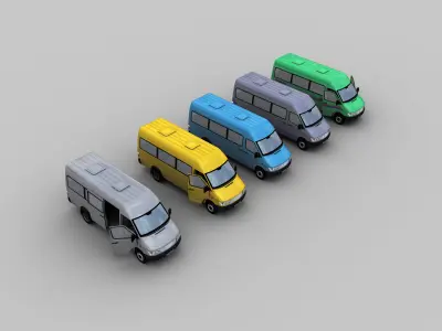 Mercedes Sprinter With Interior Low-poly 3D model