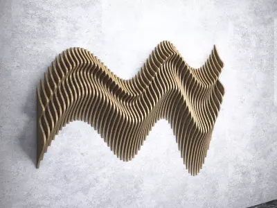  Parametric Wavy Wooden Wall Decor - 24 - CNC files for cutting 3D model