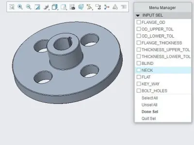 Creo Flange Design and Automation 3D model