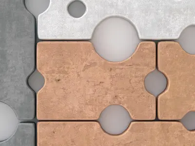 Stone block panel hole n2 3D model