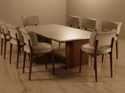 Modern 8 Seater Dining Table Set 3D model