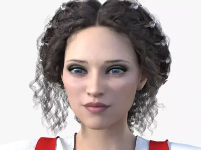 Cottagecore Aesthetic Rural Life Girl Rigged Animated Low-poly 3D model