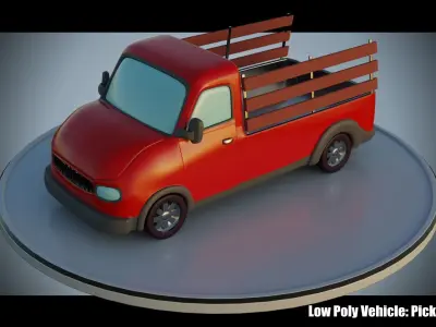 Low Poly Vehicle - PickupTruck Low-poly 3D model