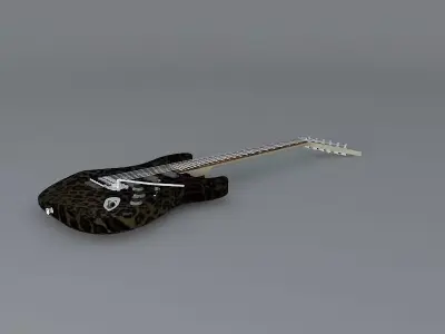 A leopard print guitar Free 3D model