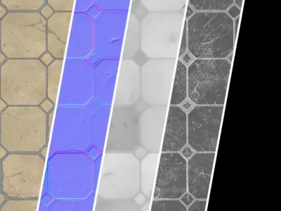 Pavement Materials 103- Concrete Paving - Sbsar Pbr 4k Seamless Texture