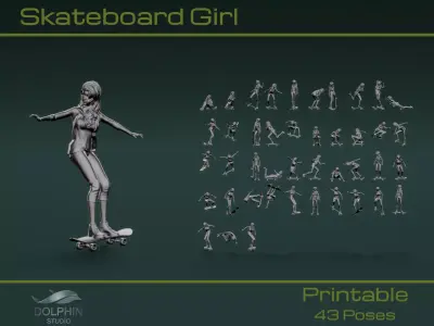 Skateboard Girl 3D model