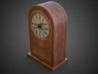 Wooden table clock Low-poly 3D model
