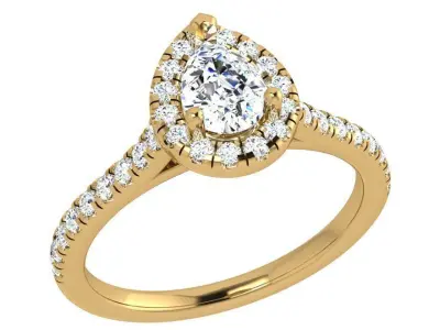 Pear Halo Ring 3964 3D print model