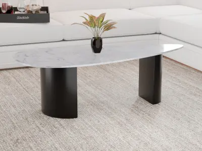Modern Asymmetrical Marble Coffee Table Low-poly 3D model