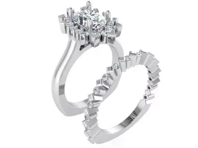 Oval Euro Shank Ring With Band 2632 3D print model
