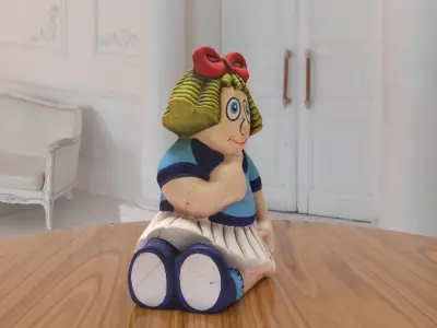 Broken Blue doll Statue low-poly PBR Ornament figurine VR-AR Low-poly 3D model