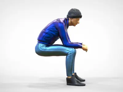 N3 Sitting man waiting 3D print model