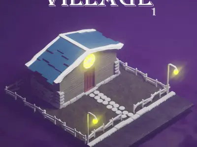Village House - Unity - Unreal Engine -Low Poly  Low-poly 3D model