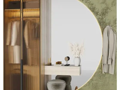 Hallway closet with clothes and accessories 3D model