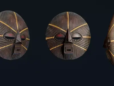 African Decor Mask 7 Low-poly 3D model
