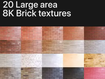 8K Large area brick wall textures pack 3D model