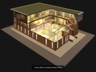 Buildings in cutaway section set 01 3D Model Collection