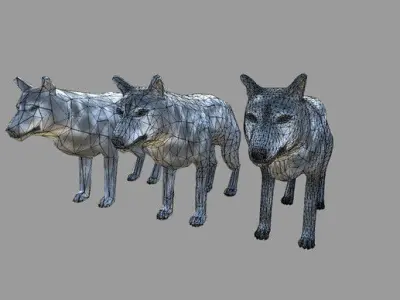 Wolf Animals Low-poly 3D model