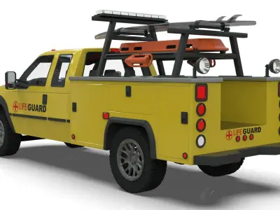 Lowpoly Lifeguard Truck  Low-poly 3D model