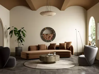 Mid Century interior scene 3D model