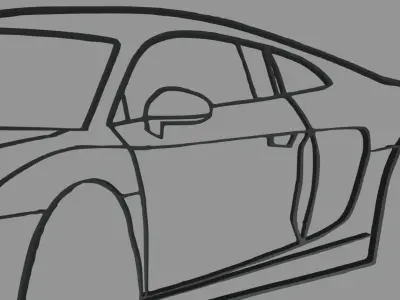 Audi R8 Perspective Wall Silhouette 3D print model