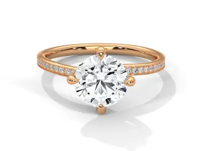 solitaire ring with detail images and 360 render videos 100 3D print model