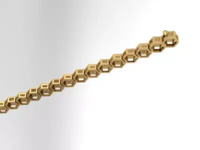 HexaTennis Gold Bracelet Luxury 3D Gourmette Model 3D print model