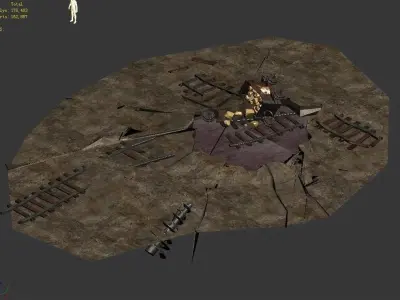 Game Blacklight Mine - Broken Minecart 3D model