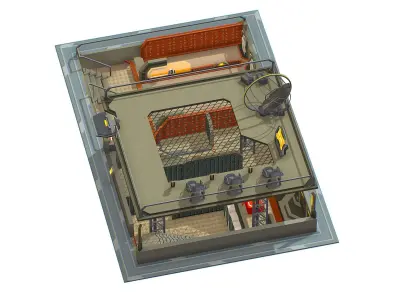 isometrical shooting room 02 Low-poly 3D model