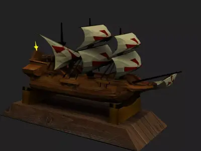 Sailboat in Wine Bottle  Low-poly 3D model