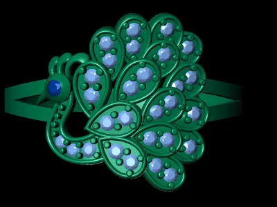 Women ring 59 peacock top shape diamond ring for women 3D print model