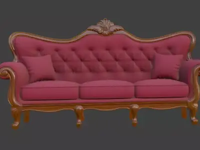 Disney style cartoon sofa set table lamp 3D model