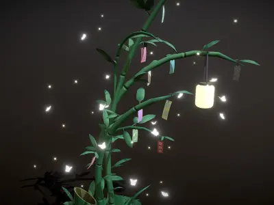 Japanese Wish Tree Low-poly 3D model