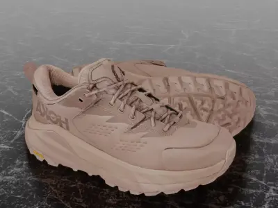 HOKA ONE ONE KAHA LOW GTX TAUPE BUNGEE CORD 3D SHOES Low-poly 3D model