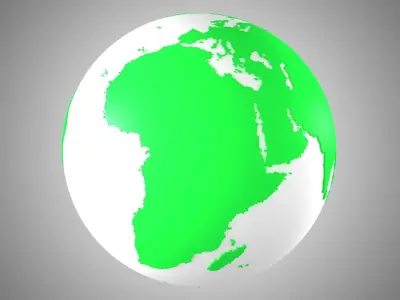 Solid Color Green White Globe 3D model