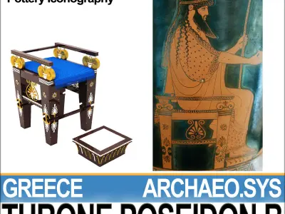 Ancient Greek Throne Poseidon B 3D model