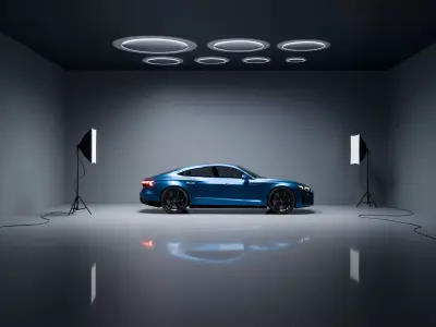 Automotive Studio Scene  -  Circular Light Setup 3D model