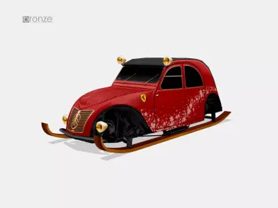 Citroen 2CV Xmas Low-poly 3D model