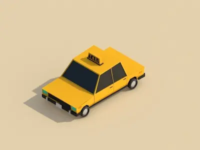 Cartoon Low Poly Toy Taxi Car Low-poly 3D model