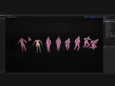 Woman - Winter Overalls - Modular - Rigged Low-poly 3D model