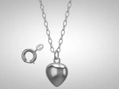 Heart  Pendant Silver Sterling 3d Model 3D model
