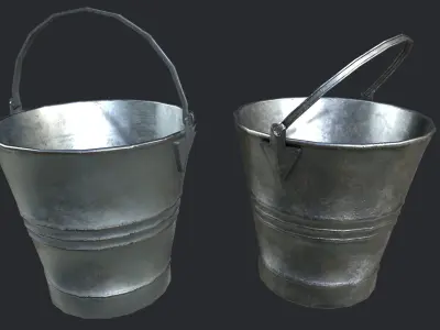 Steel Buckets PBR Low-poly 3D model